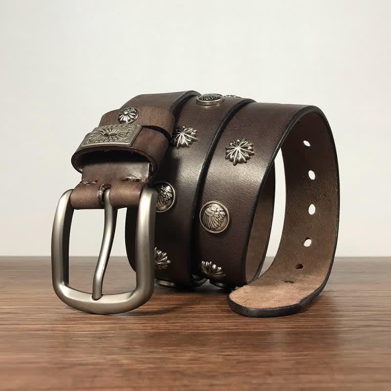 Retro Metal Rivet Studded Casual Jeans Leather Belt