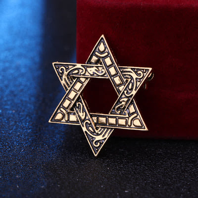 Men's Carving Star Of David Brooch