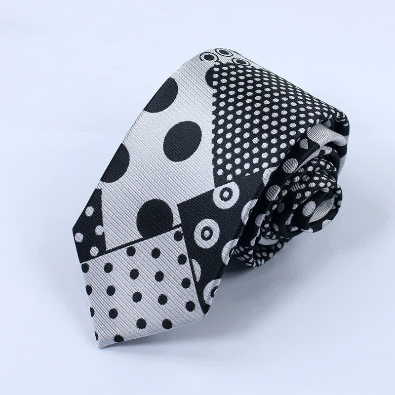 Men's Polka Dot Black And White Necktie