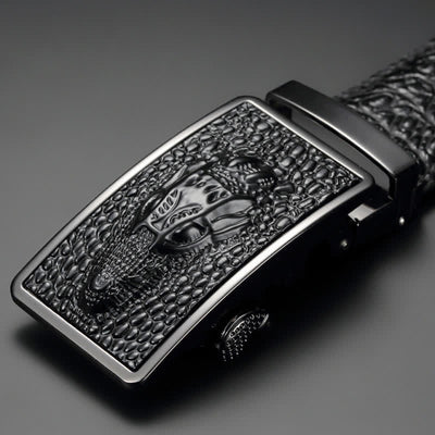 Men's Exotic Alligator Head Buckle Leather Belt