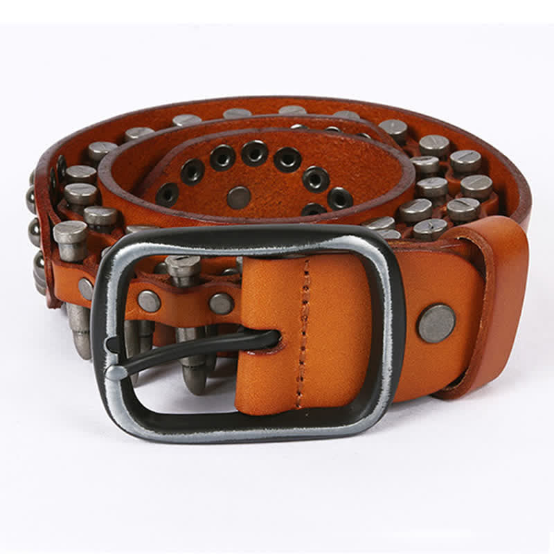 Personality Cool Bullet Rivet Leather Belt