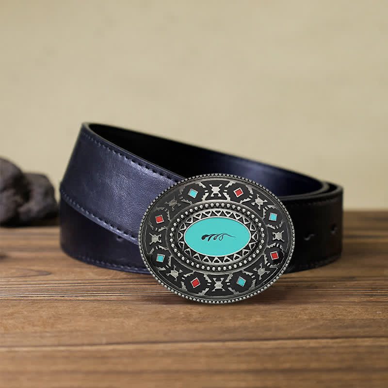 Men's DIY Western Colorul Enameled Leather Belt