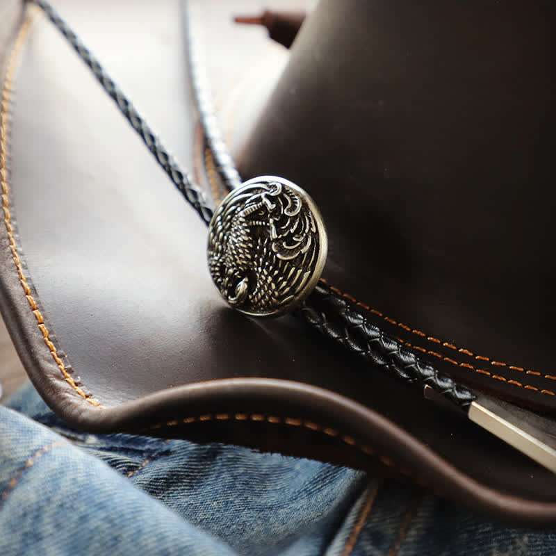 Carving Eagle Pattern Round Pendant Bolo Tie