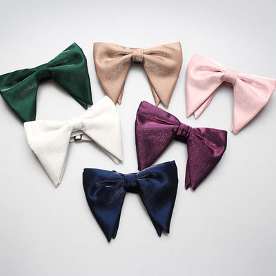 Men's Bright Satin Silk Oversized Pointed Bow Tie