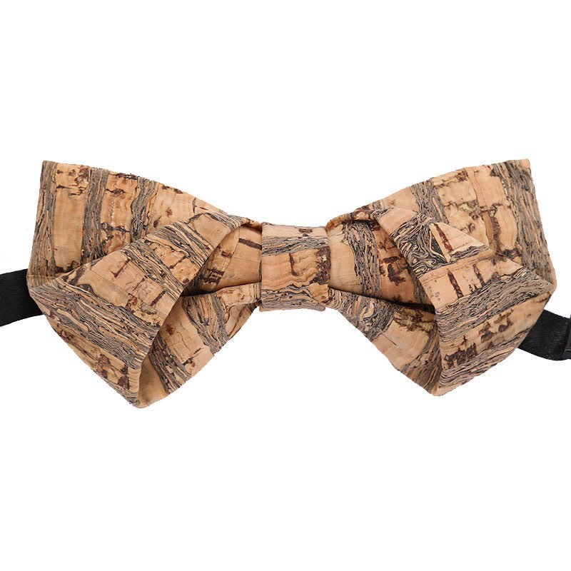 Men's Cork Graphic Lines Wooden Bow Tie