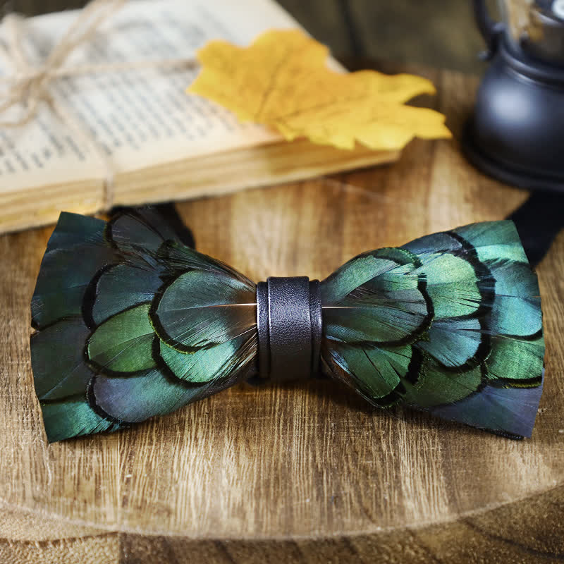 Green Classic Feather Bow Tie Collection Bundle