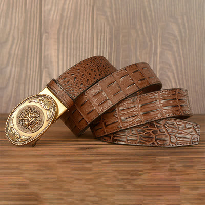 Men's Dragon Head Crocodile Pattern Leather Belt