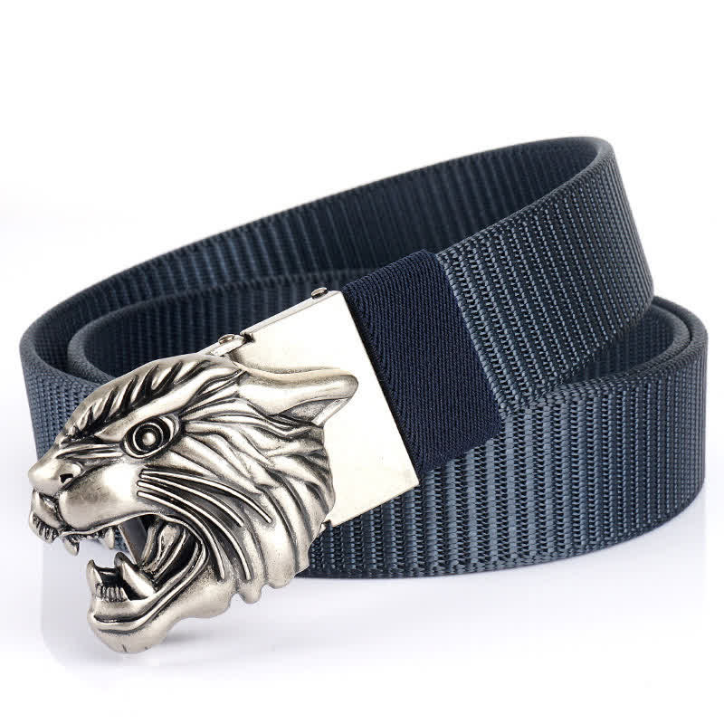 Men's Roaring Tiger Head Nylon Belt