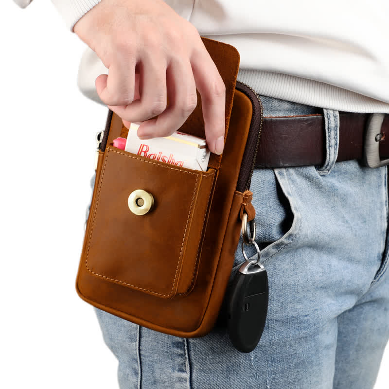 Travel Cell Phone Cigarette Case Leather Belt Bag