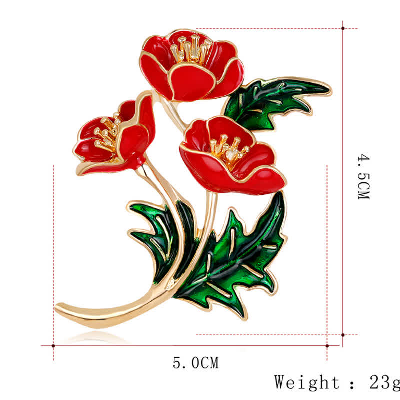 Unisex A Bunch Of Flower Poppy Brooch