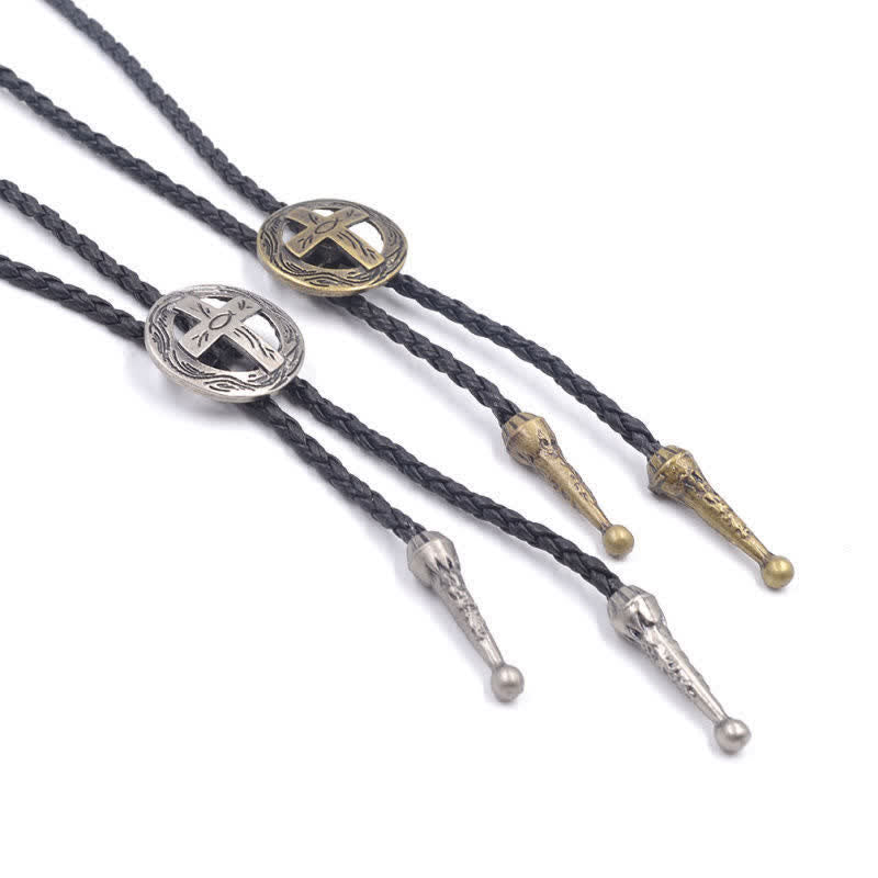 Retro Shirt Accessories Circle Cross Bolo Tie