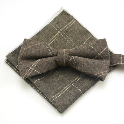 2Pcs Men's Classic Plaid Bow Tie Set