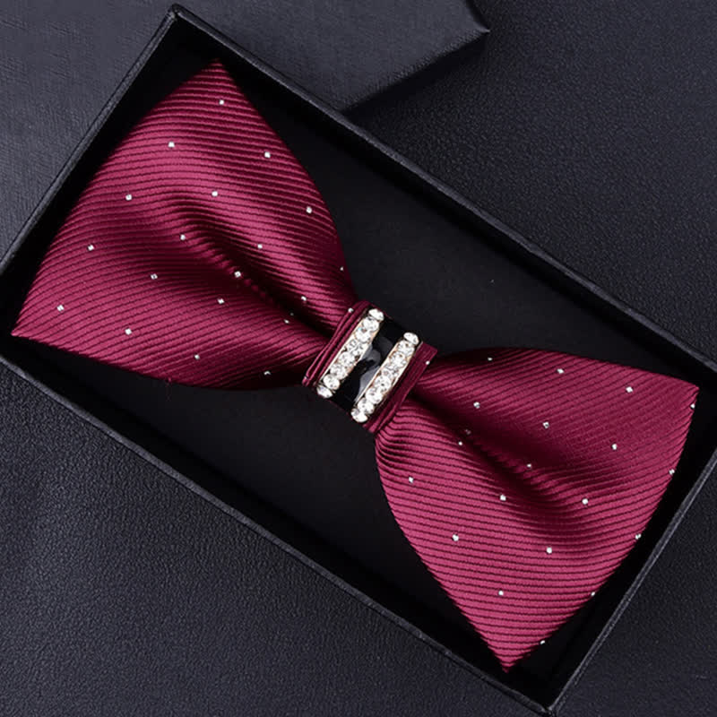 Men's Floral Paisley Striped Rhinestone Bow Tie