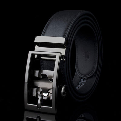 Men's Sophisticated Hollow Automatic Buckle Leather Belt