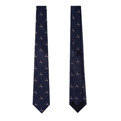 Men's Navy Blue Embroidered Woven Swallow Necktie