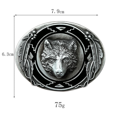 Men's DIY Vivid Wolf Head Buckle Leather Belt