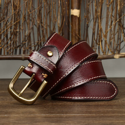 Men's Luxury Stitched Cowhide Leather Belt