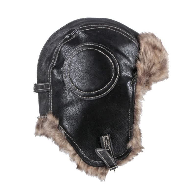 Soft Fluffy Ear Protection Imitation Leather Trapper Hat