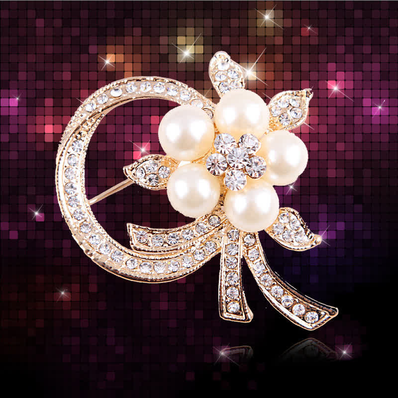 Women's Garland Pearl Rhinestones Brooch