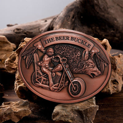 Men's DIY Motorcycle Creative Beer Holder Buckle Leather Belt