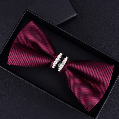 Men's Floral Paisley Striped Rhinestone Bow Tie