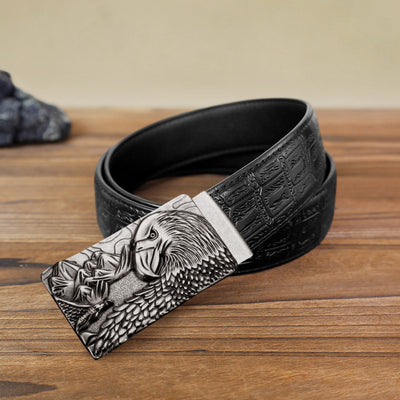 Men's DIY Strong Eagle Automatic Buckle Leather Belt