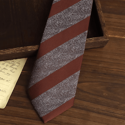 Men's Brown & Gray Block Striped Necktie