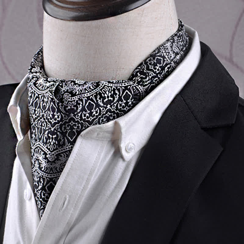 Black & White Exotic Geometric Texture Cravat