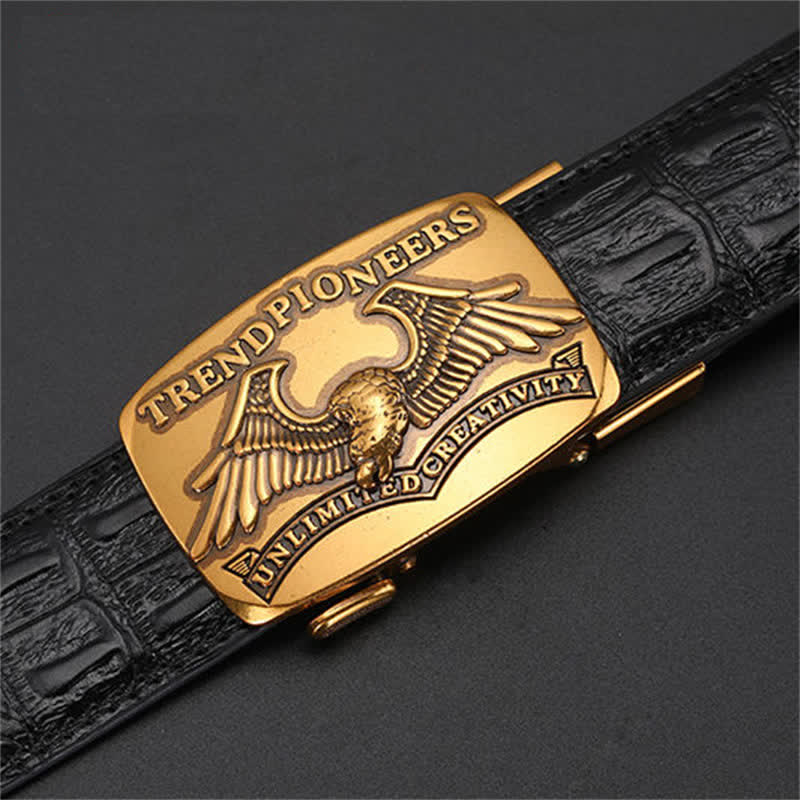 Men's DIY Antique Gold Eagle Automatic Buckle Leather Belt
