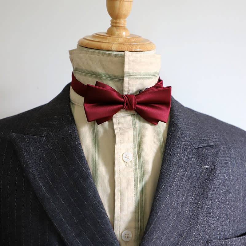 Men's Gentleman Solid Color Double Layers Bow Tie