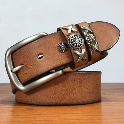 Men's Unique Rivet Studded Handmade Leather Belt