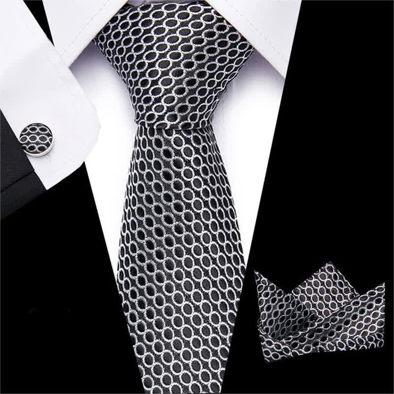 3Pcs Men's Oval Dots Necktie Set