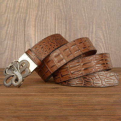 Men's Curled Cobra Alligator Pattern Leather Belt