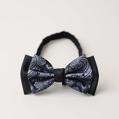 Men's Personality Paisley Double Layered Bow Tie