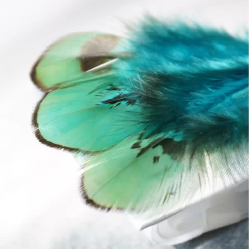 Turquoise & White Peacock Tail Feather Bow Tie