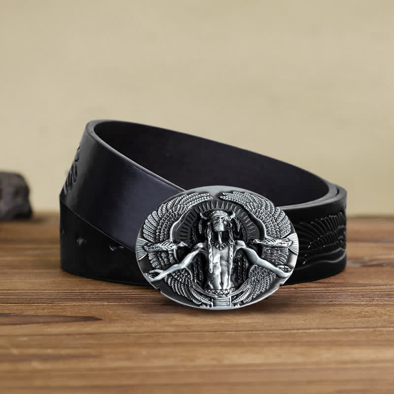 Men's DIY Indian Great Spirit Buckle Leather Belt