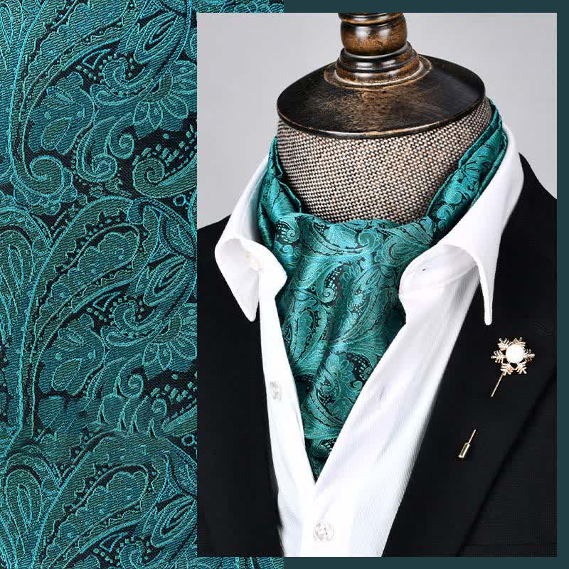 LightSeaGreen Modern Grandeur Floral Ascot Paisley Cravat