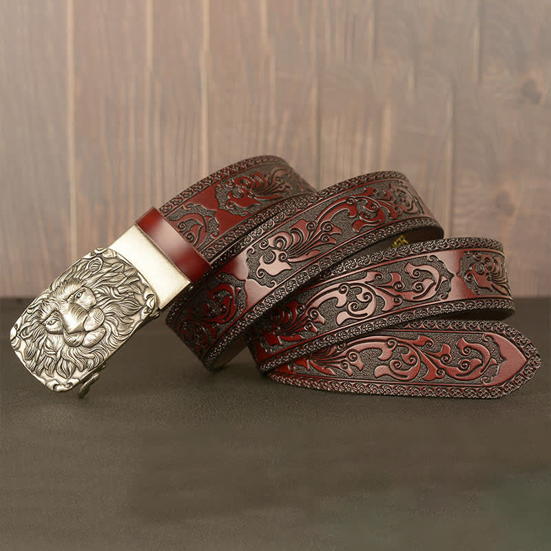 Men's Honor Male Lion Head Leather Belt