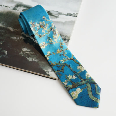 Men's Almond Blossom Tree Art Necktie