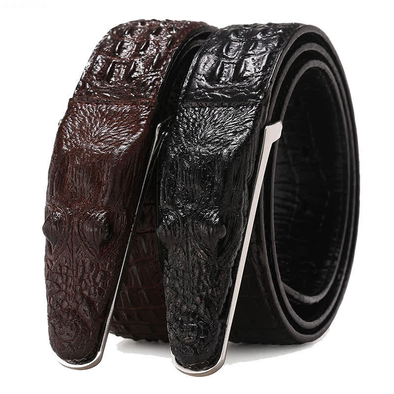 Men's Lifelike Crocodile Head Buckle Leather Belt