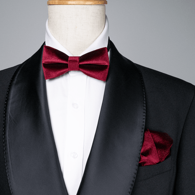 Men's Burgundy Solid Color Velvet Bow Tie