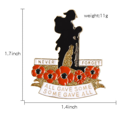 Unisex Memorial British Soldier Poppy Brooch