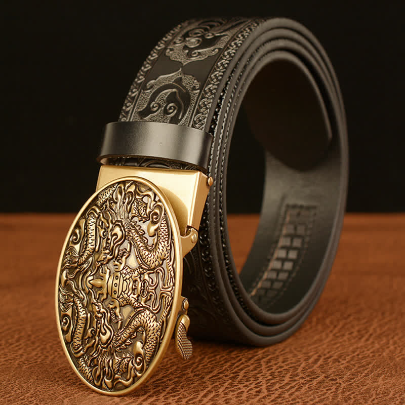 Men's Double Dragon Battling Leather Belt