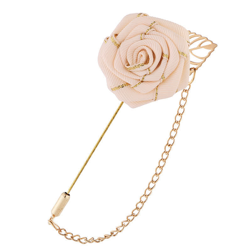 Men's Floral Camellia Chain Brooch