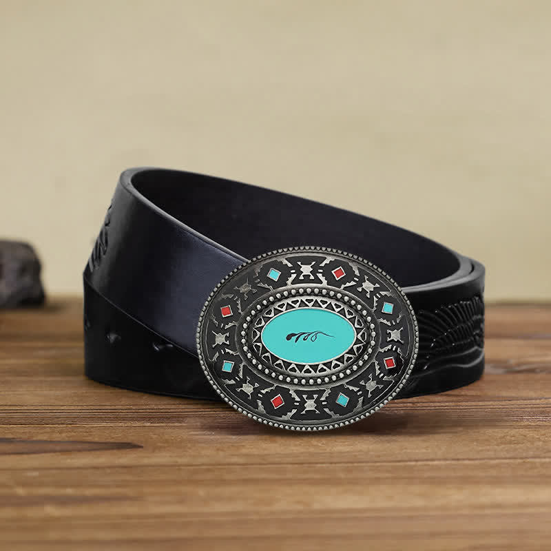 Men's DIY Western Colorul Enameled Leather Belt