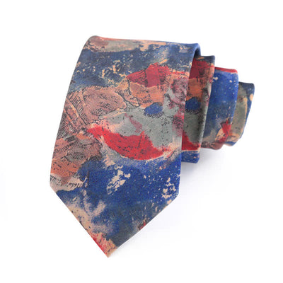 Men's Vintage Blue & Pink Artistic Painting Necktie