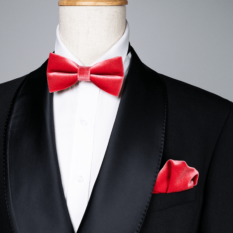 Men's Carmine Solid Color Velvet Bow Tie