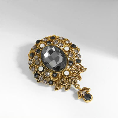 Women's Boheimia Round Crystal Waterdrop Brooch