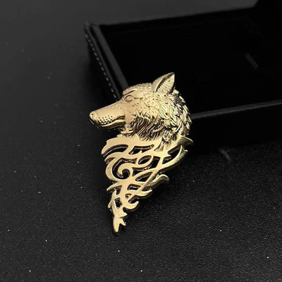 Men's Glamorous Hollow Wolf Head Brooch