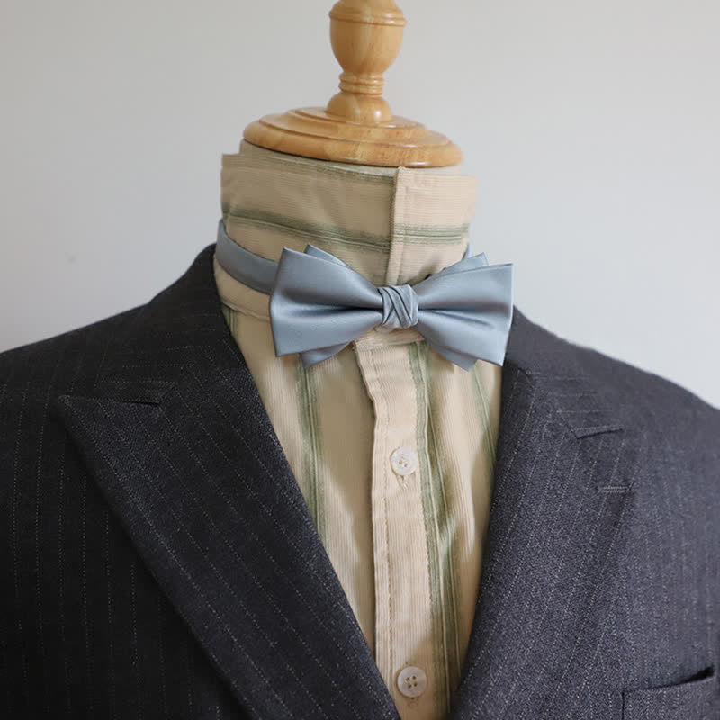 Men's Gentleman Solid Color Double Layers Bow Tie